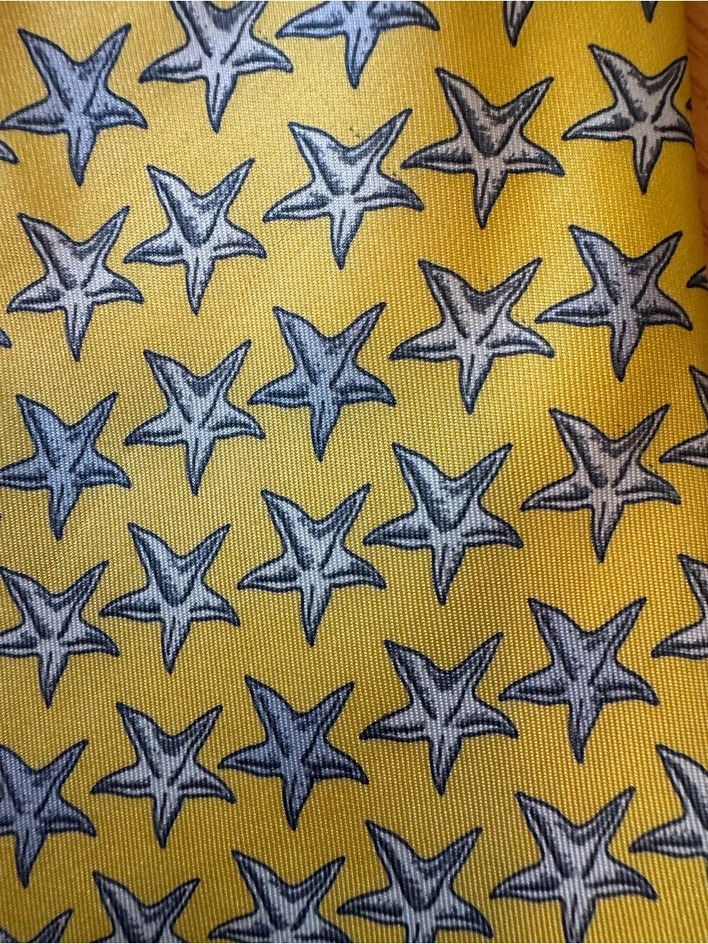 Fendi Yellow Star Pattern Silk Tie